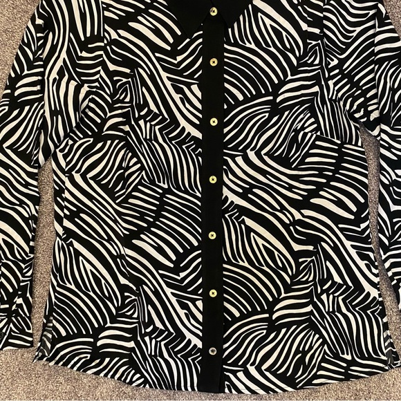 Michael Kors Women's Long Sleeves Blouse Black White Button Up Size S - NWT $110 - Picture 3 of 13